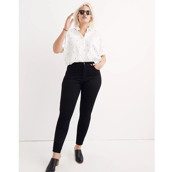 Madewell 10” High Rise Skinny Jeans Black Carbondale Wash Size 32 - Picture 1 of 10